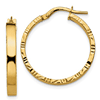14k Yellow Gold Hoop Earrings with Diamond-cut Edges 7/8in