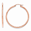 14kt Rose Gold 1 3/4in Light Diamond-cut Hoop Earrings 2mm