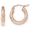 14kt Rose Gold 5/8in Diamond-cut Hoop Earrings 3mm