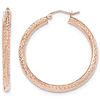 14kt Rose Gold 1 1/2in Diamond-cut Hoop Earrings 3mm