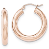 14kt Rose Gold 1in Tube Hoop Earrings 4mm