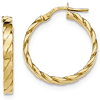 14kt Yellow Gold 1in Italian Striped Round Hoop Earrings