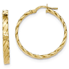 14kt Yellow Gold 1 1/4in Italian Striped Round Hoop Earrings