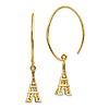 14k Yellow Gold Eiffel Tower Dangle Earrings 1 1/2in