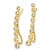 14k Yellow Gold Bezel CZ Ear Climber Earrings