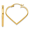 14k Yellow Gold Polished Heart Hoop Earrings 7/8in