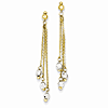 14k Two-tone Gold Cable Chain Earrings with Faceted Beads