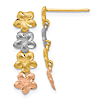 14k Tri-color Gold Plumeria Drop Earrings 7/8in