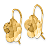 14k Yellow Gold Concave Hammered Flower Disc Earrings
