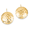 14k Yellow Gold Hammered Circle Earrings 1in