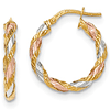 14kt Tri-tone Gold 7/8in Italian Twisted Hoop Earrings