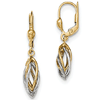 14kt Two-tone Gold 1 1/4in Dangle Leverback Earrings