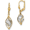 14kt Two-tone Gold 1 1/4in Fancy Orb Leverback Dangle Earrings