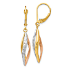 14k Rose and Yellow Gold With White Rhodium Pod Leverback Earrings