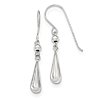 14k White Gold Puffed Teardrop Shepherd Hook Earrings