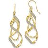 14k Yellow Gold Italian Glitter Spiral Leverback Earrings 2 1/4in