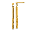 14k Yellow Gold Polished and Diamond-Cut Bar Dangle Post Earrings