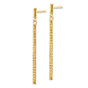 14k Yellow Gold Diamond-Cut Bar Dangle Post Earrings
