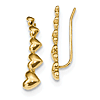 14kt Yellow Gold Ear Climber Heart Earrings