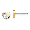 14k Yellow Gold and Rhodium Diamond-Cut Heart Post Earrings 1/2in