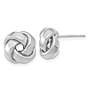 14k White Gold Italian Classic Love Knot Earrings with Polished Finish 1/2in