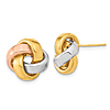 14k Yellow Gold Rose and White Rhodium Love Knot Earrings