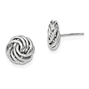 14k White Gold Fancy Swirl Earrings with Polished Textured Finish