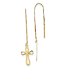 14k Yellow Gold Cross Threader Earrings