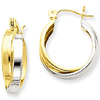 14kt Two-tone Gold 3/4in Hinged Double Hoop Earrings 6mm
