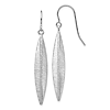 14K White Gold Brushed Marquise Dangle Earrings 1 1/2in