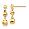14k Yellow Gold Graduated Three Ball Earrings