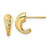 14k Yellow Gold Small Diamond-cut J-Hoop Earrings