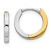 14k Two-tone Gold Mini Huggie Hoop Earrings 2mm Thick