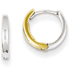 14kt Two-tone Gold 3/8in Hinged Hoop Earrings 2mm