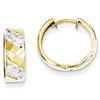 14kt Two-tone Gold 1/2in Diamond-cut Huggie Earrings 5.5mm
