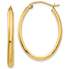 14k Yellow Gold 1in Oval Hoop Earrings 3mm