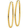 14kt Yellow Gold 2in Oval Hoop Earrings 2mm