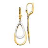 14k Two-tone Gold Oval Teardrop Leverback Earrings