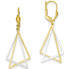 14kt Two-tone Gold Open Triangle Leverback Earrings