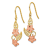 14k Two-Tone Gold Plumeria Leaf Dangle Earrings
