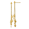 14k Yellow Gold Heart Strand Dangle Earrings