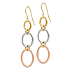 14k Tri-color Gold Vertical Three Circle Dangle Earrings