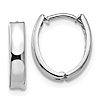 14k White Gold 1/2in Oval Huggie Hoop Earrings With Polished Finish 3mm Thick