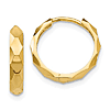 14k Yellow Gold Diamond-cut Facet Huggie Hoop Earrings 1/2in