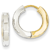 14kt Two-tone Gold 3/4in Hinged Hoop Earrings