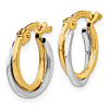 14k Two-tone Gold Twist Textured Hoop Earrings 1/2in