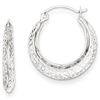 14kt White Gold 3/4in Hollow Textured Hoop Earrings