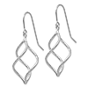 14k White Gold Polished Twisted Dangle Earrings 1.5in