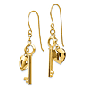 14k Yellow Gold Key to My Heart Dangle Earrings