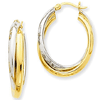 14kt Two-tone Gold 1in Double Oval Hoop Earrings 6mm